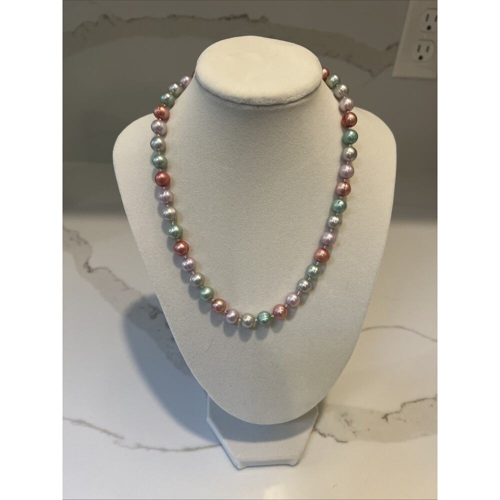 Honora Cultured Freshwater Pearl Necklace Pastel 18” Sterling 925 Clasp